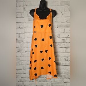 Chic Me XXL Orange Sleeveless Heart Print Dress – Flowy Casual Summer Style